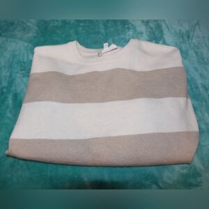 Pink Republic Women's Cream and Tan Striped Sweater